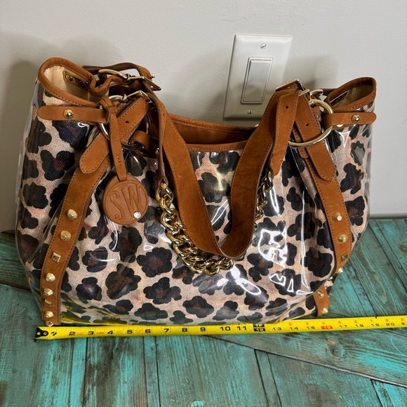 Stuart Weitzman PVC Animal Print Purse Mobwife - Picture 3 of 16